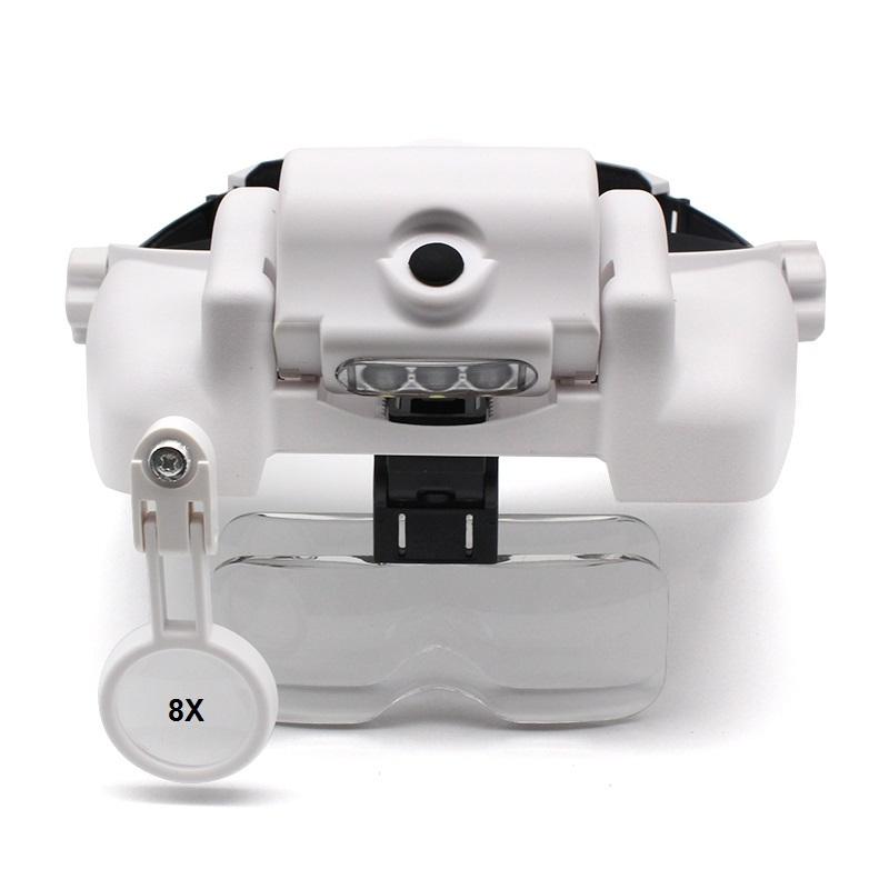Headband Illuminated Magnifier Rechargeable Repair Solder Magnifying Glasses Interchangeable Lens Third Hand Loupe for Soldering