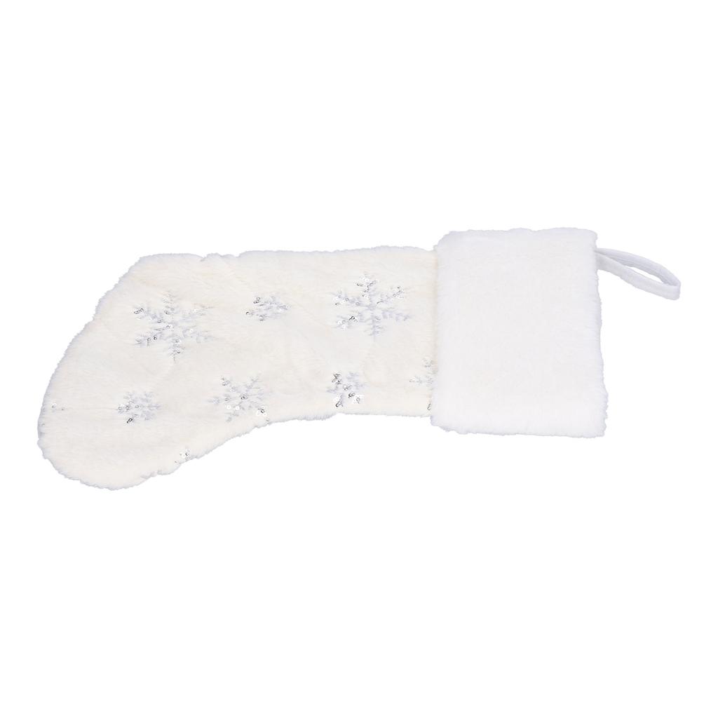 Poliesterowa zawieszka świąteczna w kształcie skarpety z haftowanym wzorem płatka śniegu, dekoracja choinkowa