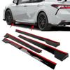 TRD Sport Style Side Skirt Set for 2018-2022 Toyota Camry - Black with Red Edge