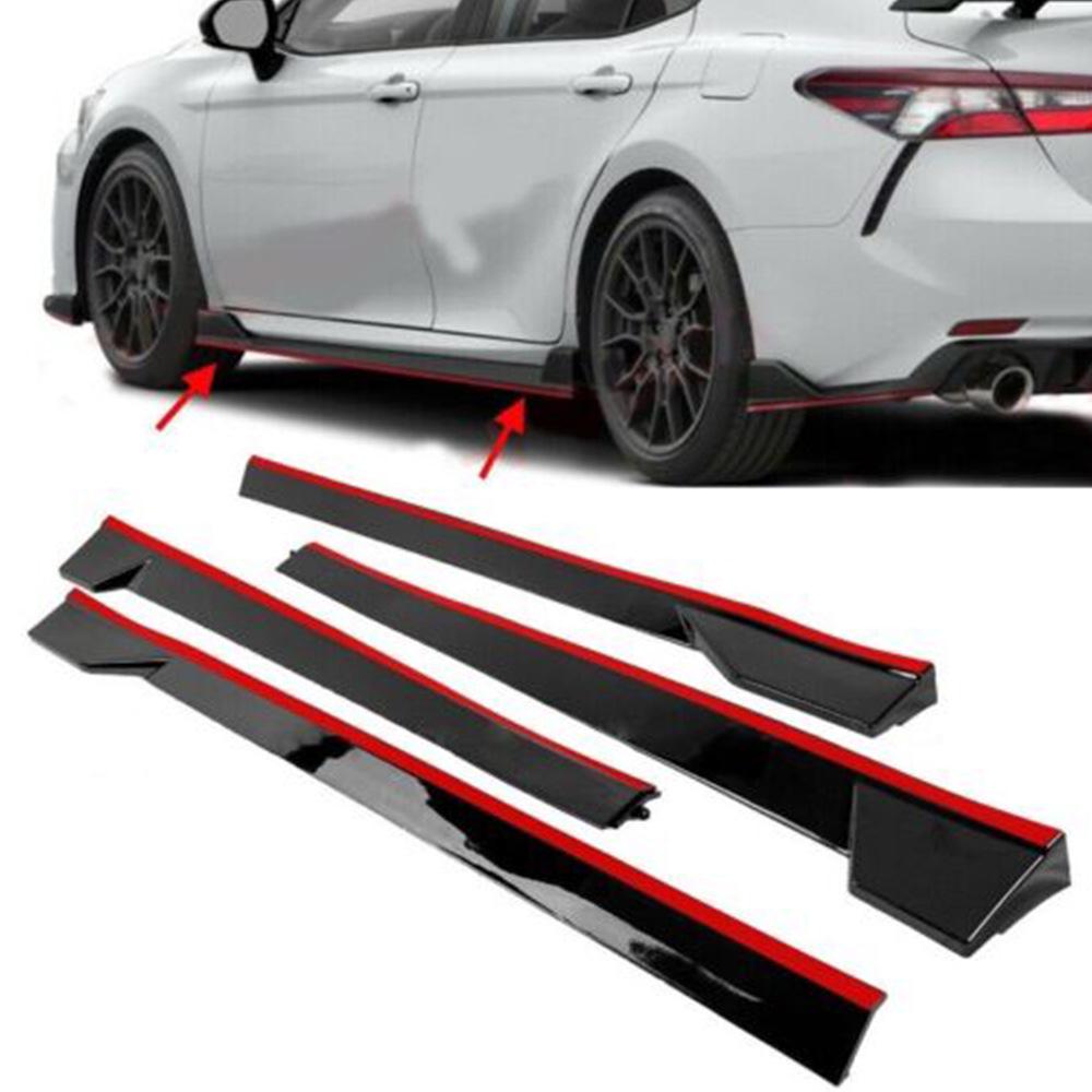 TRD Sport Style Side Skirt Set for 2018-2022 Toyota Camry - Black with Red Edge