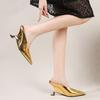 European and American Style Gold Plus Size High Heels Shiny Pointed Toe Wedge Heels Sexy Patent Leather High-heeled Sandals