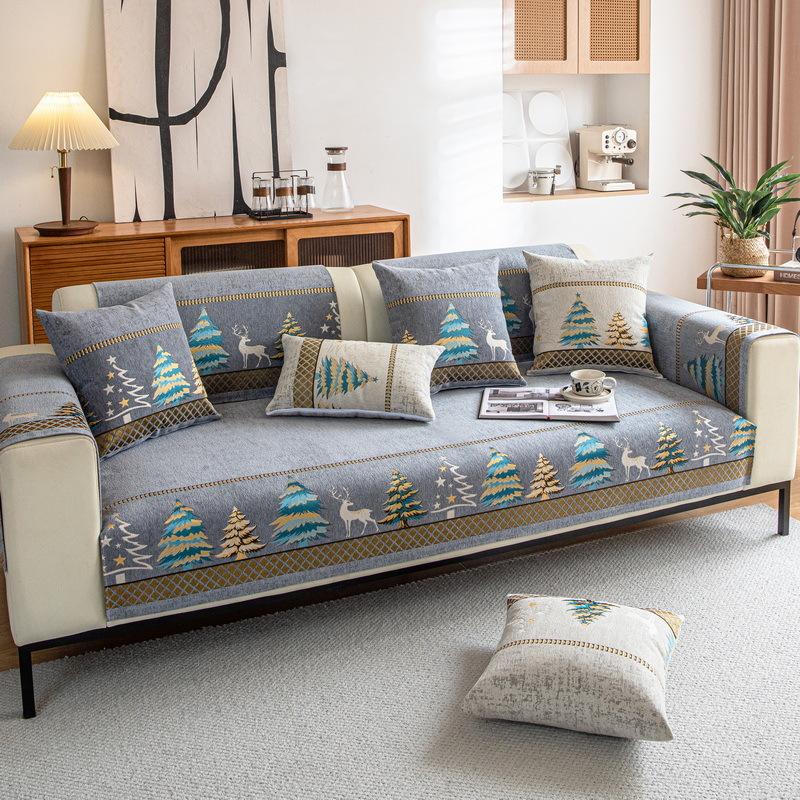 Nordic High-Grade Sofa Cushion Four-Season Universal Fabric Living Room Simple Modern Winter Leather Seat Cushion Cover Full Cover Towel