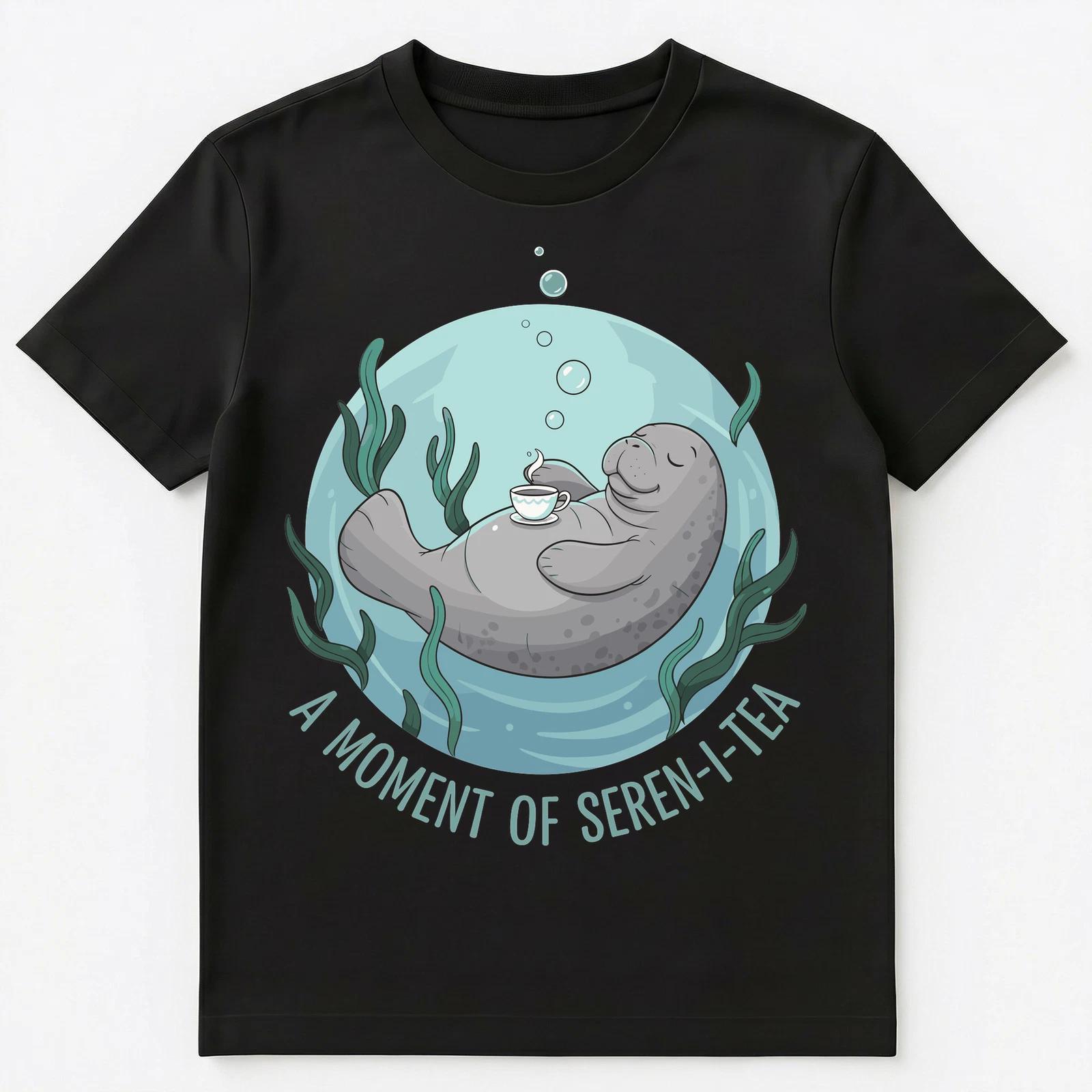 

Relaxing Manatee Tea Lover Ocean Aesthetic Design Unisex T-Shirt S