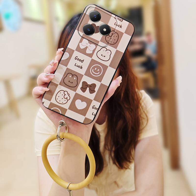 Solid Color Ring Phone Case For Realme C63 4G/C61 4G Cute Personality Heat Dissipation Youth Back Cover Funny Soft Case
