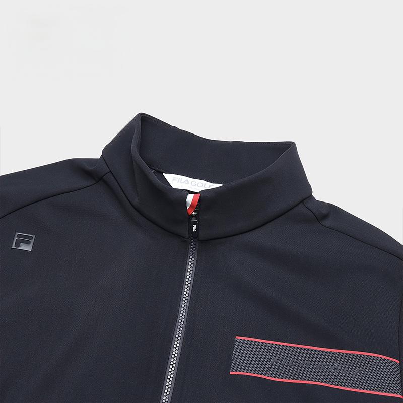 Fila Golf Series Solid Color Stand Collar Elite Knitted Jacket Men Jackets Navy-Blue A11M415502F-NV