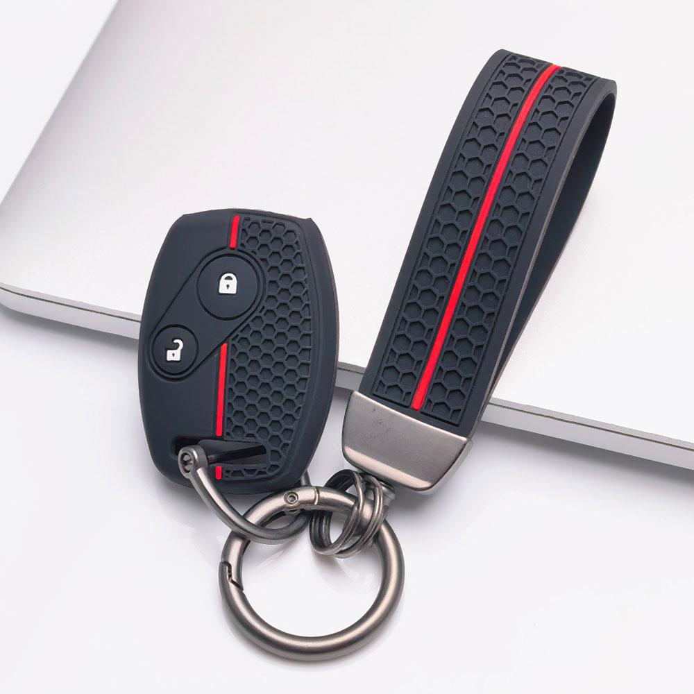 Premium Silicone Car Key Fob Cover For Honda Fit Civic Accord CRV HRV Jazz With Keychain Soft Silicone Car Interior Accessories Anti-Scratch