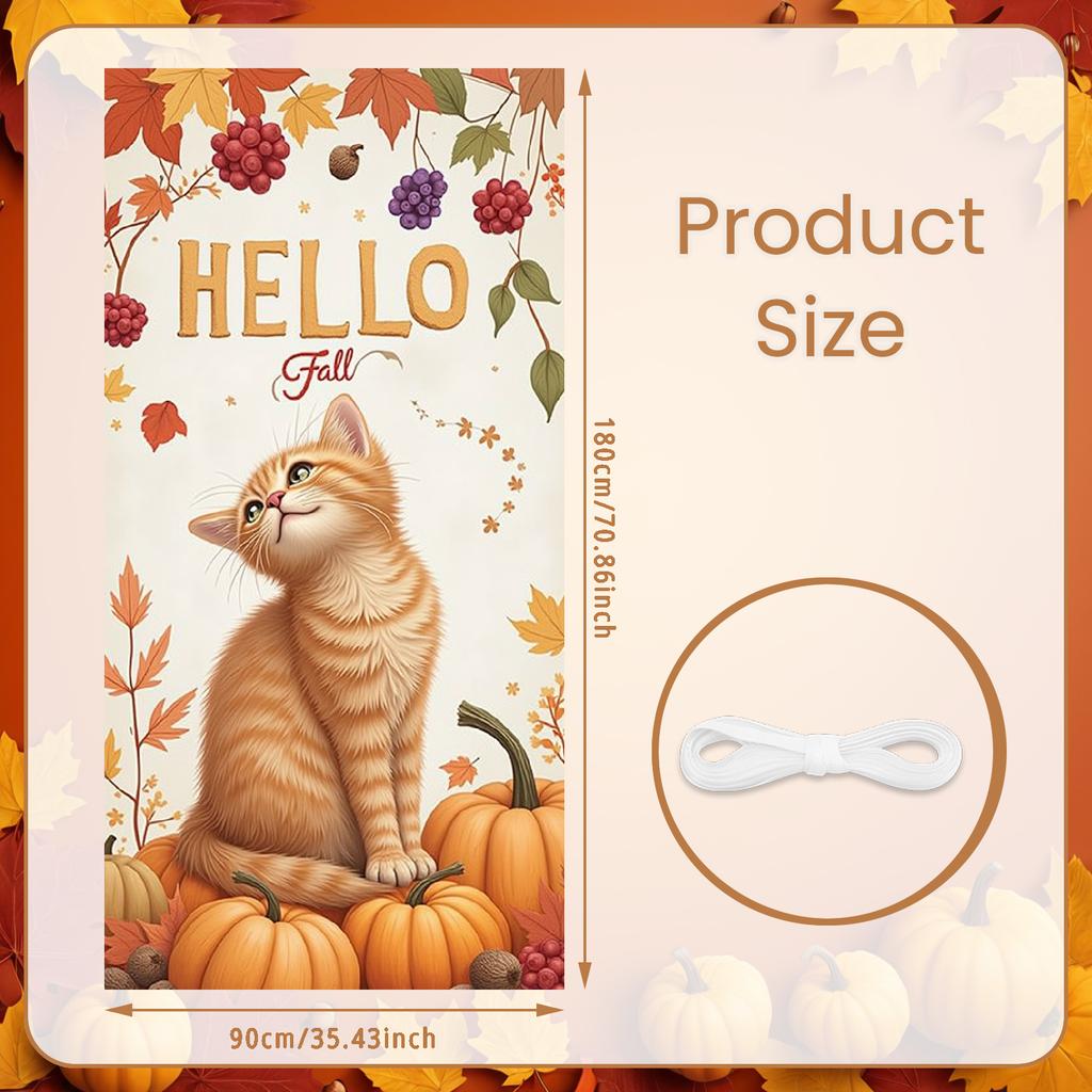 Fall Scene Lightweight Fabric Hello Fall Banner Pumpkin Decoration Vibrant Colors  Theme Banner For Holiday Decoration Fall