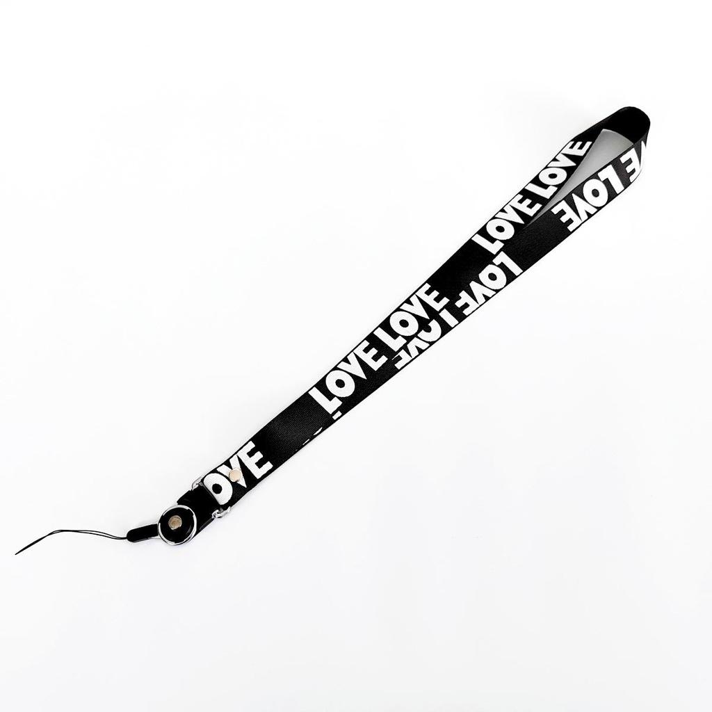 Stylish LOVE Silk Phone Lanyard with Woven Strap and Name Tag