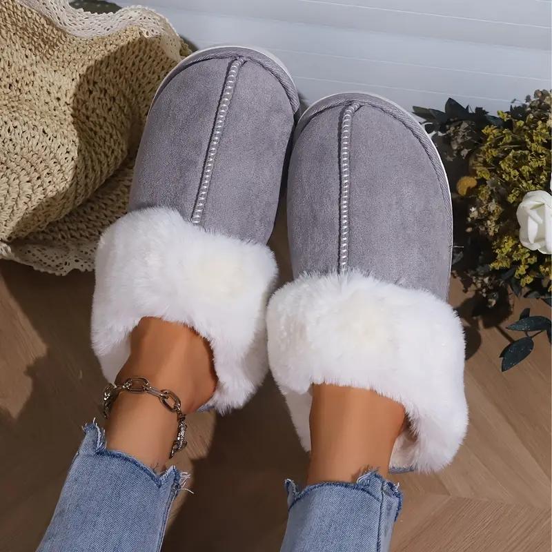 Women's Fluffy Plush Winter Slippers,Cozy Warm Soft Bottom Flats,Comfortable Indoor Floor Slippers