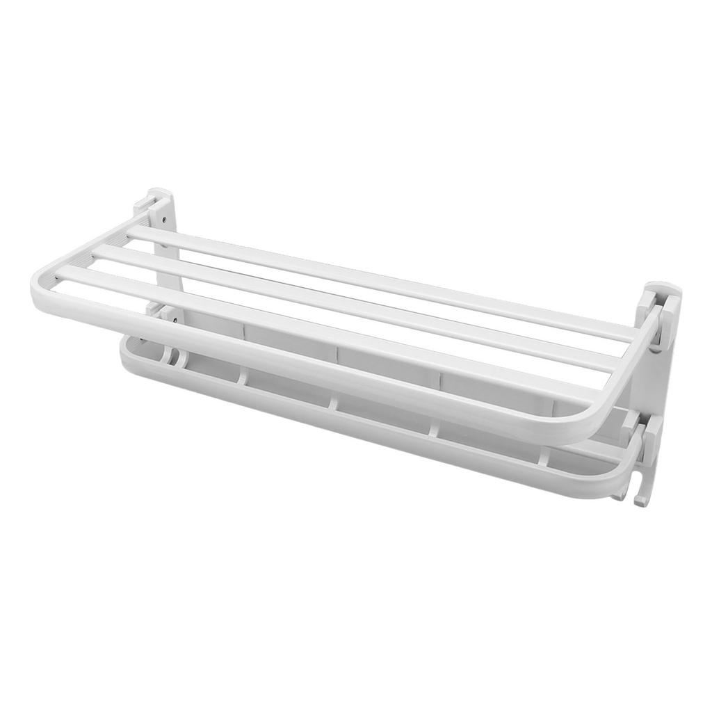 Foldable Towel Shelf with Hooks Towel Bars Punch Free Integrated Wall Mounted Space Aluminum Bathroom Towel Rack