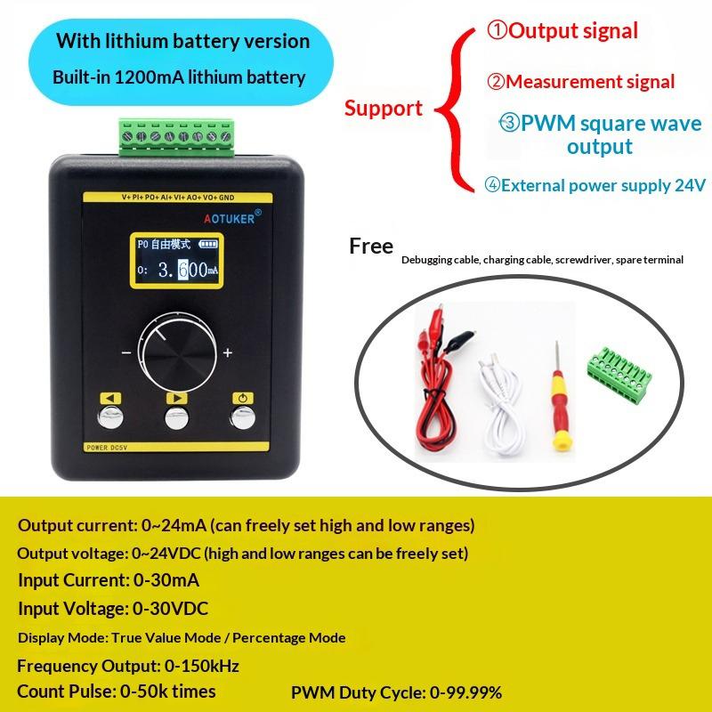 Handheld Signal Generator Simulation Volume 0-5-10V/0-4-20-22mA Voltage Current Simulation Source Calibrator PWM square wave