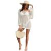 Plus Size  Summer Women's Hollow Out Pullover Beach Sunbrella Bikini Outer Beach Cover-ups