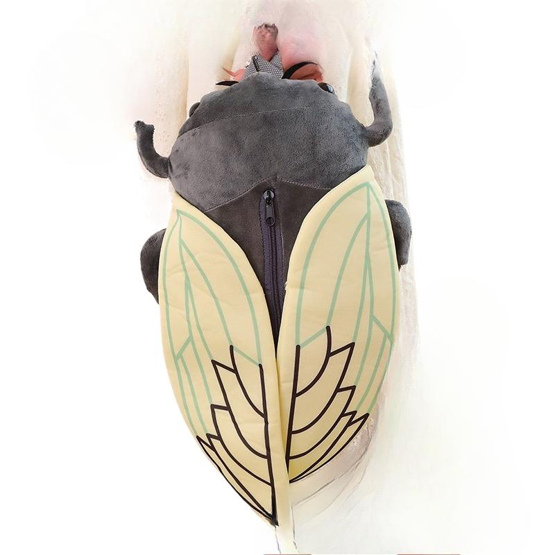Cicada Plush Backpack Kid School Bag Cute Lifelike Insect Plushie Doll Cartoon Beetle Bag Soft Animal Plush Toy Birthday Gift