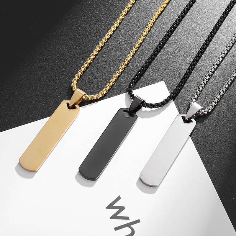 Simple Pendant Stainless Steel Three Dimensional Rectangular Geometric Necklace Men and Women Jewelry