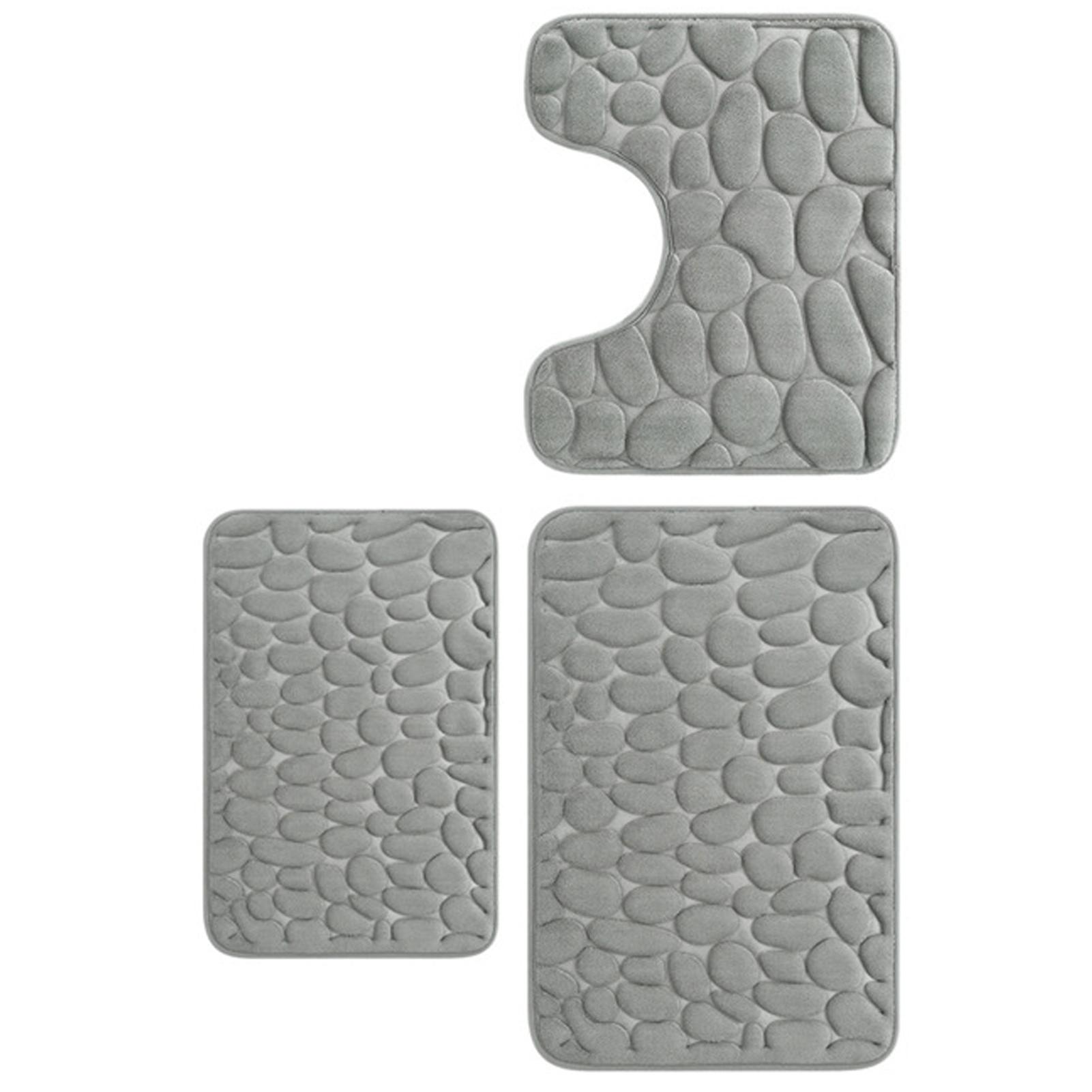

Bath Mat Cobblestone Embossed Soft Memory Foam Pad Floor Rug Non Slip Water Absorbent Door Mat Chair Mat серый