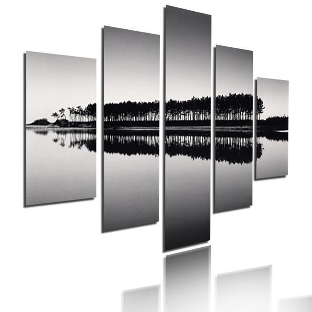 Sea Scenery Sunset Dusk Mountain Lake Landscape Poster  Canvas Painting 5 Pieces Modular Picture HD Print Wall Art Home Decor