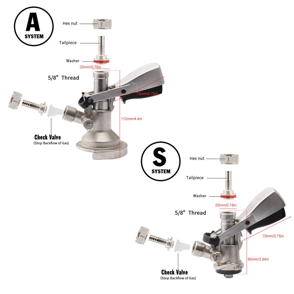Beer Keg Coupler Beverage Dispenser G5/8 Draft Beer Keg Coupler Dispenser with Pressure Relief Valve Brewing Accessory