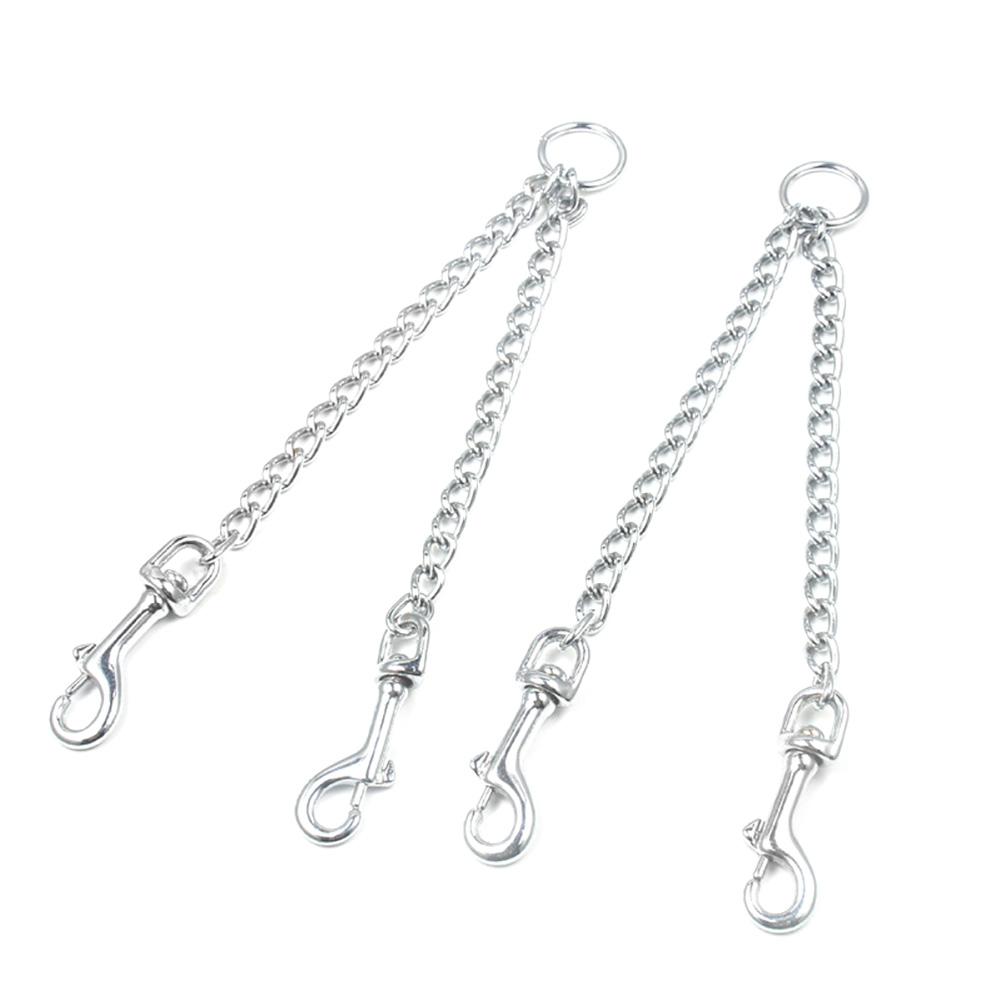 Double Metal Coupler Pet Dog Chain Leash for Large Medium Dogs Walking Train(3.0mm*50cm)