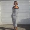Damen Spitzen-Etuikleid mit Karomuster und Patchwork-Schal, zweiteiliges Set