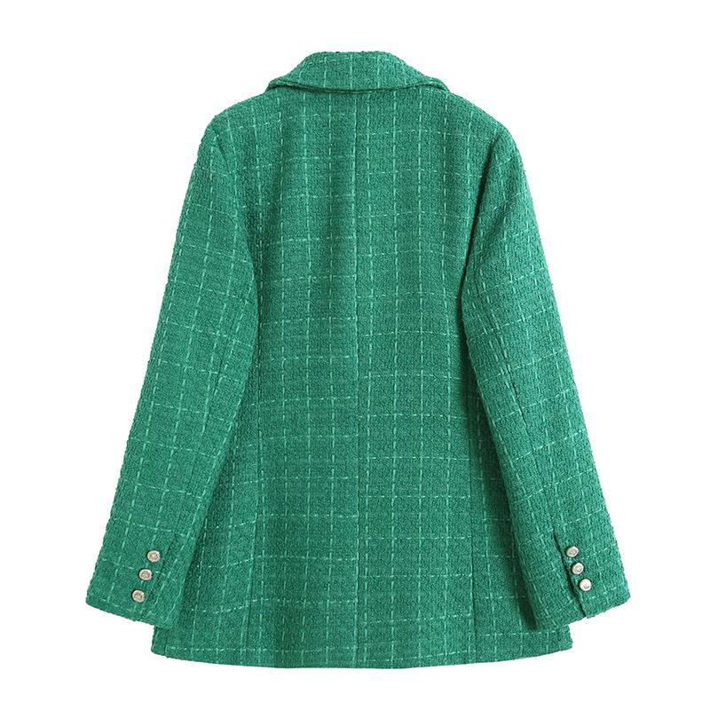 GMXIA Women's Vintage Casual Solid Color Print Autumn Winter Long Sleeve POLO Neck Jackets & Coats