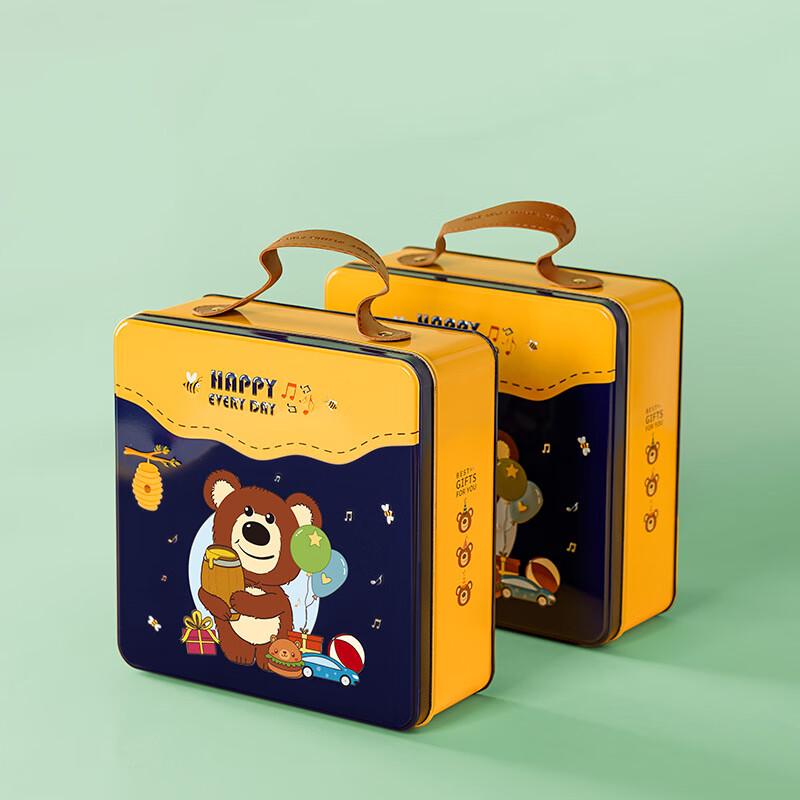 Мультяшные квадратные подарочные жестяные коробки с мишками (5-Pack)