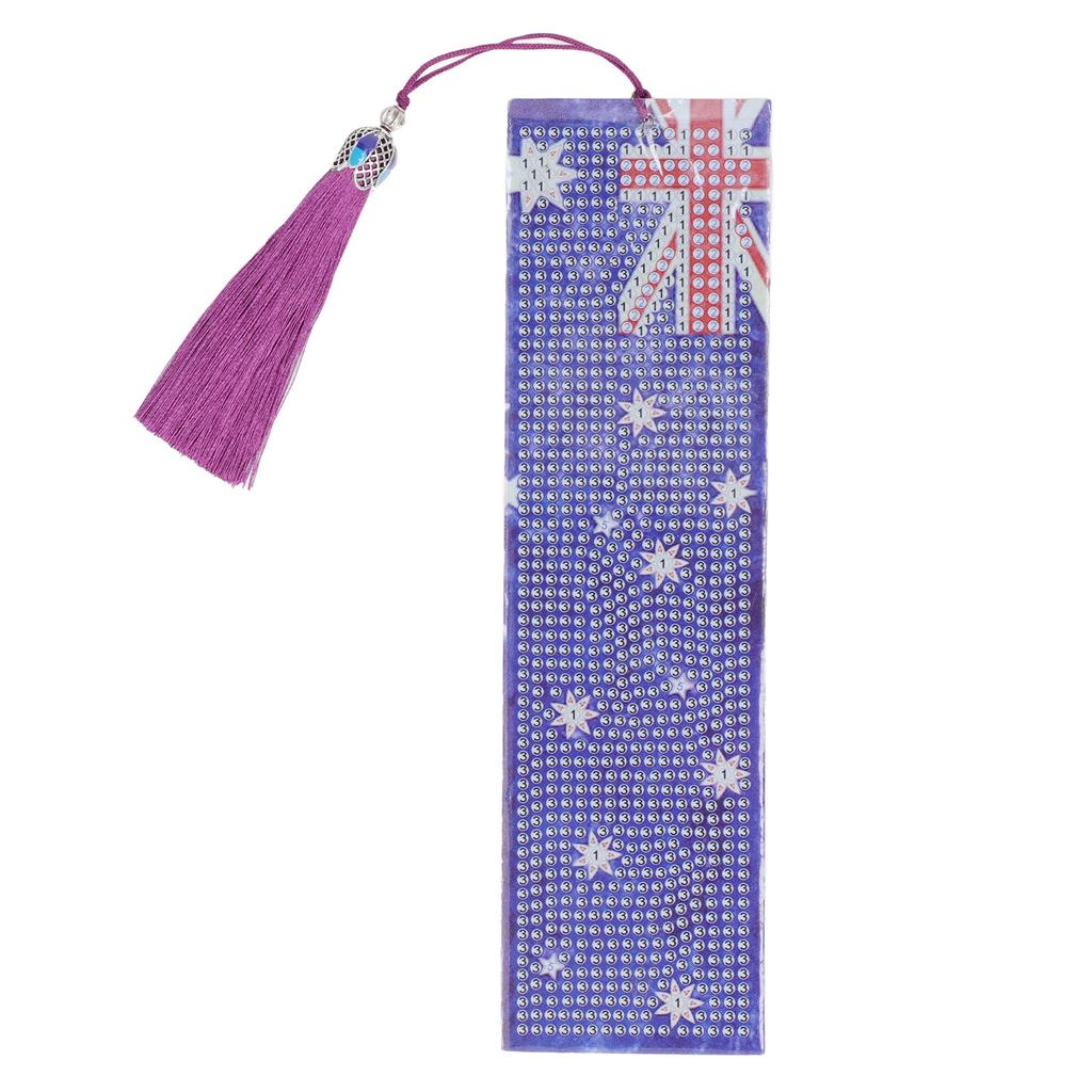 Rhinestones Painting Bookmarks American Pattern DIY Handcrafted Rhinestones Bookmarks Art Kit with Tassel