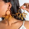 1Pair Bohemian Turquoise Earrings Geometric Acrylic Coral Shaped Earrings For Womens Trendy Jewelry Gift