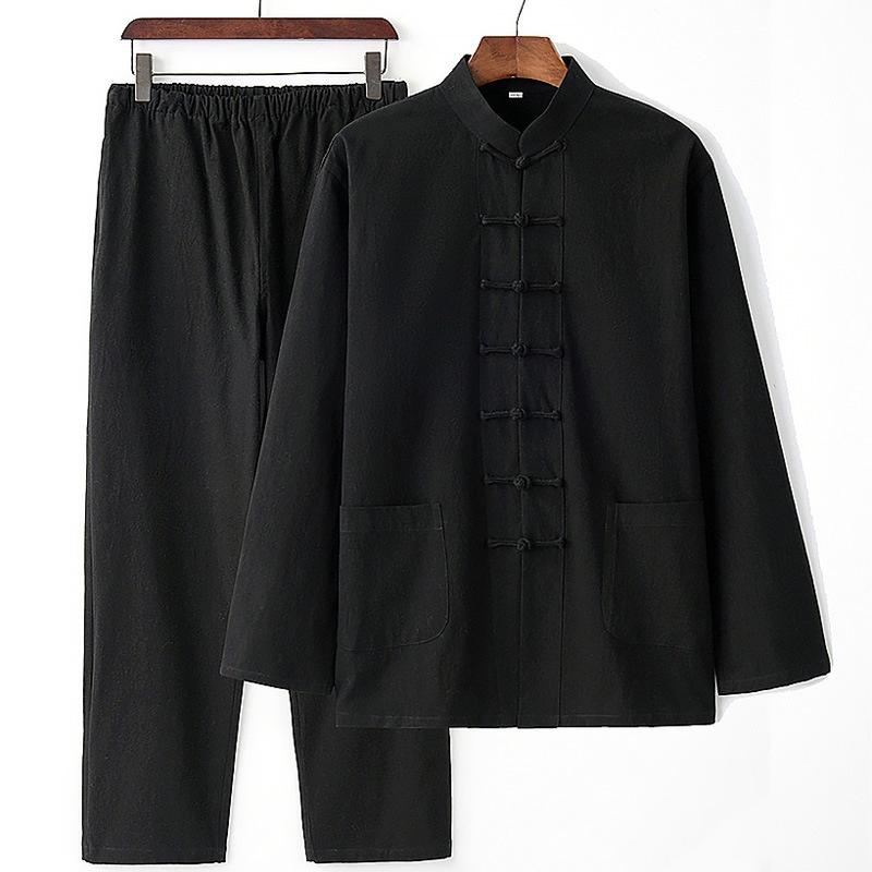 Tang-Anzug Herrenanzug Frühling und Herbst Zweiteiliger Anzug Chinesischer Stil Antikes Kostüm Chinesischer Hanfu Laienanzug