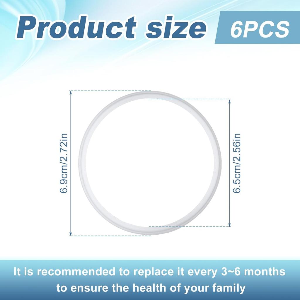 6pcs Water Bottle Gasket Replacement, Food Contact Grade O Ring Replacement Leakproof Lid Seal Replacement for Silicone Seal Replacement Compatible
