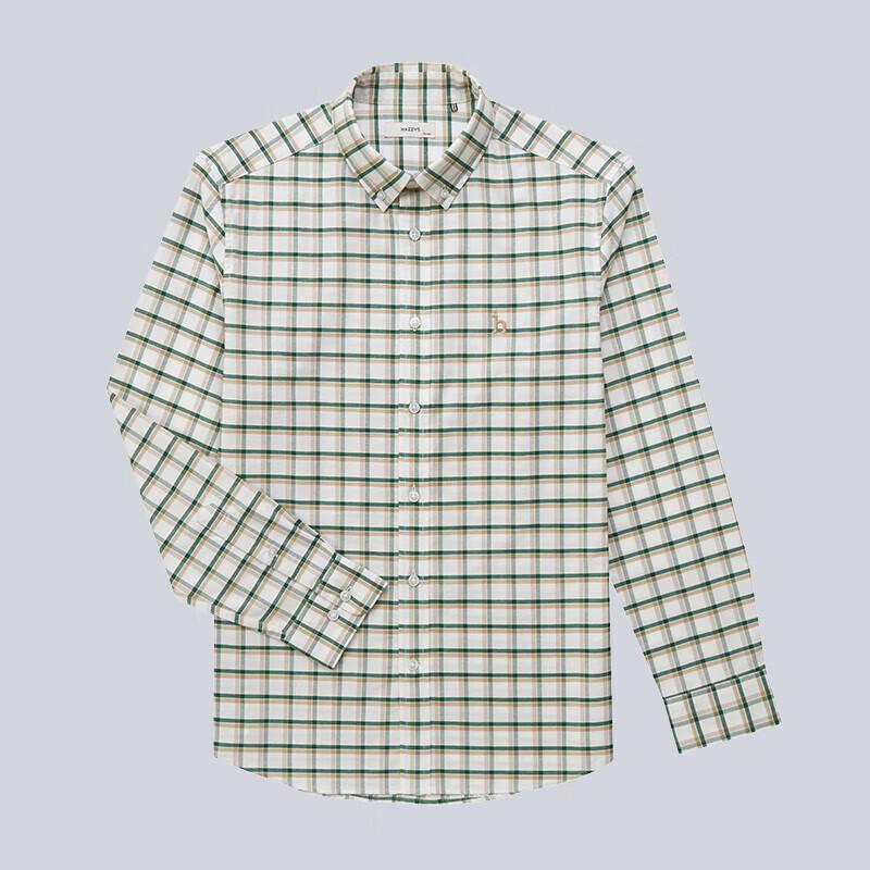 HAZZYS Men's Plaid Oxford Long Sleeve Shirt