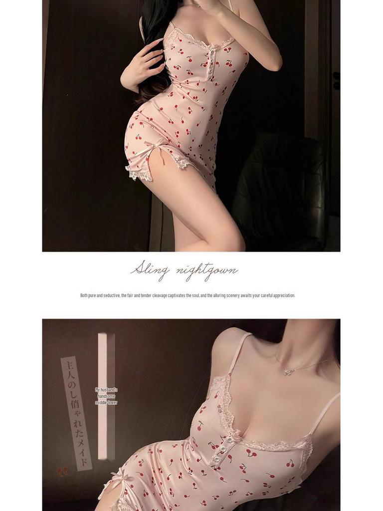 2025 Sexy Damen V-Ausschnitt Camisole Nachthemd mit Spitze und Brustpolstern - Schlankmachender Stil der reinen Begierde.