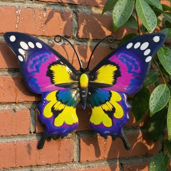 Decorative Wall Sculptures Metal Butterfly Decor for Garden Yard Patio, Large Iron Butterflies Hanging Art Sculpture, Outdoor Fence Farmhouse Indoor