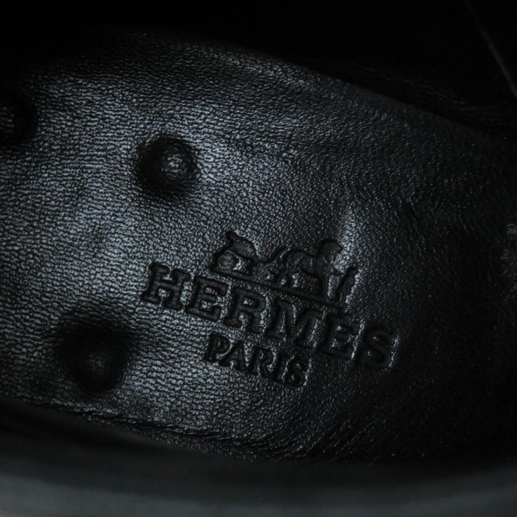 Great HERMES boots Black x Gold Metal leather Women 35.5 Used