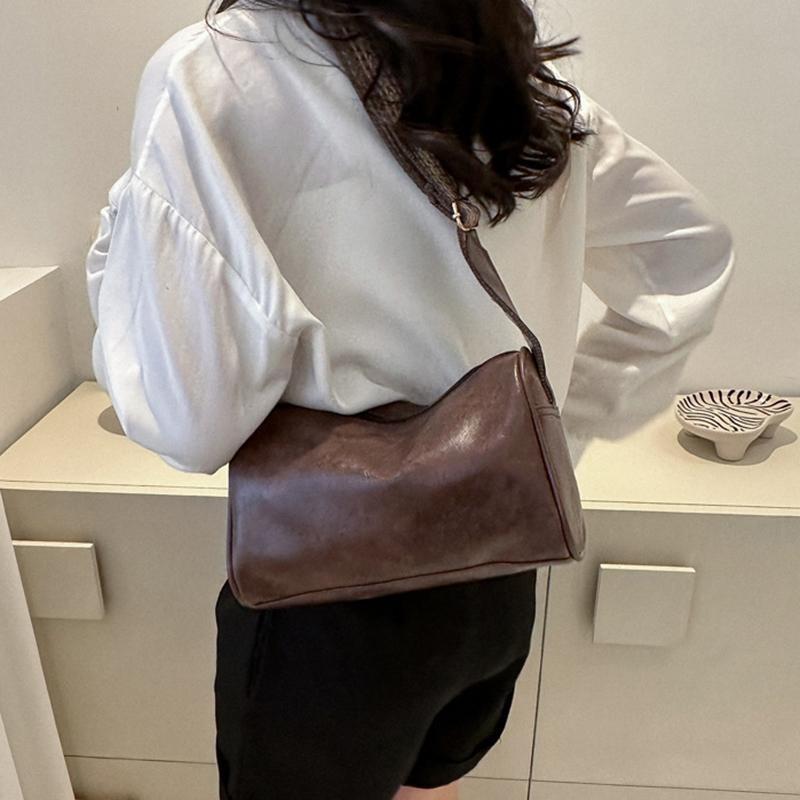Vintage Shoulder Bag For Women Fashion Wide Strap Crossbody Bag Retro Pillow Messenger Handbag Ladies Tote