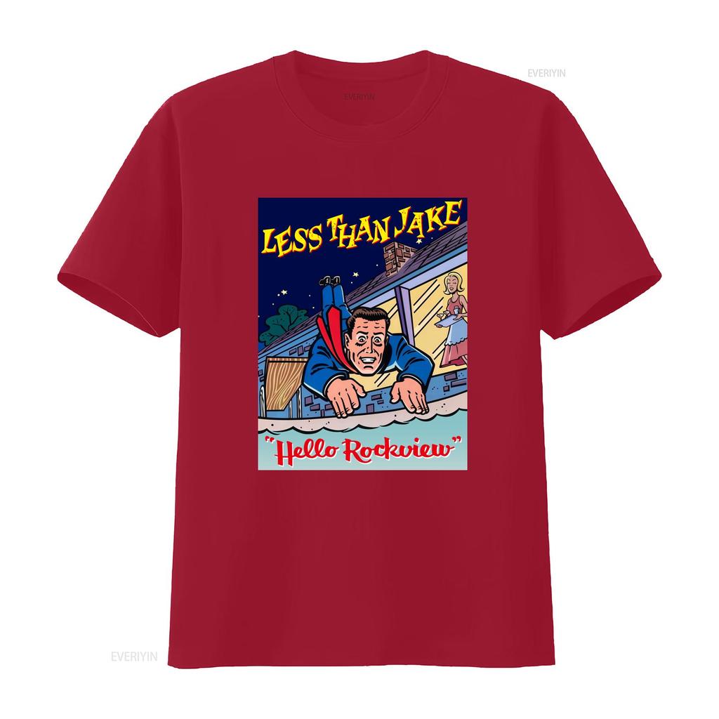Less Than Jake Hello Rockview Cover Art T Shirt for Men and Women Sizes S 5XL Retro Comedy Design Vintage Washed Soft Graphic