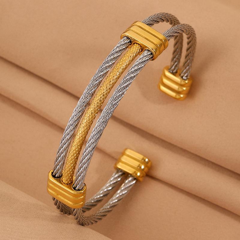 European and American personalized design open titanium steel women's high-end sense woven hot-selling girlfriend