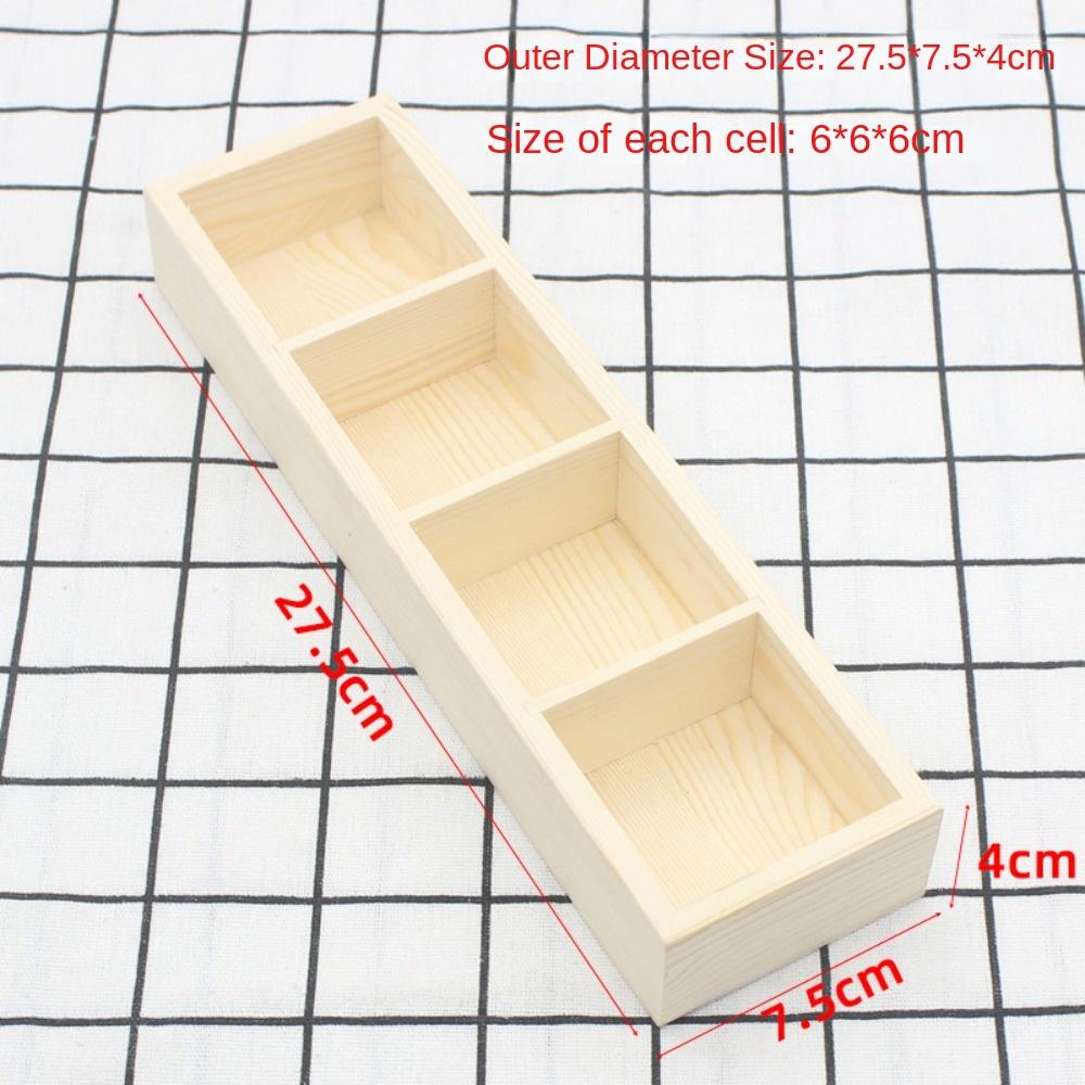 Solid Wood Retro Multi Compartment Storage Box Desktop Creativity Miscellaneous Sorting Grid