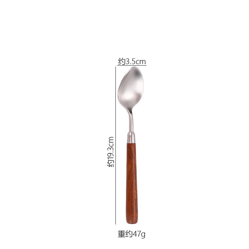 Solid wood handle western knife, fork and spoon set 304 stainless steel Japanese fork and spoon dessert spoon imitation rosewood tableware