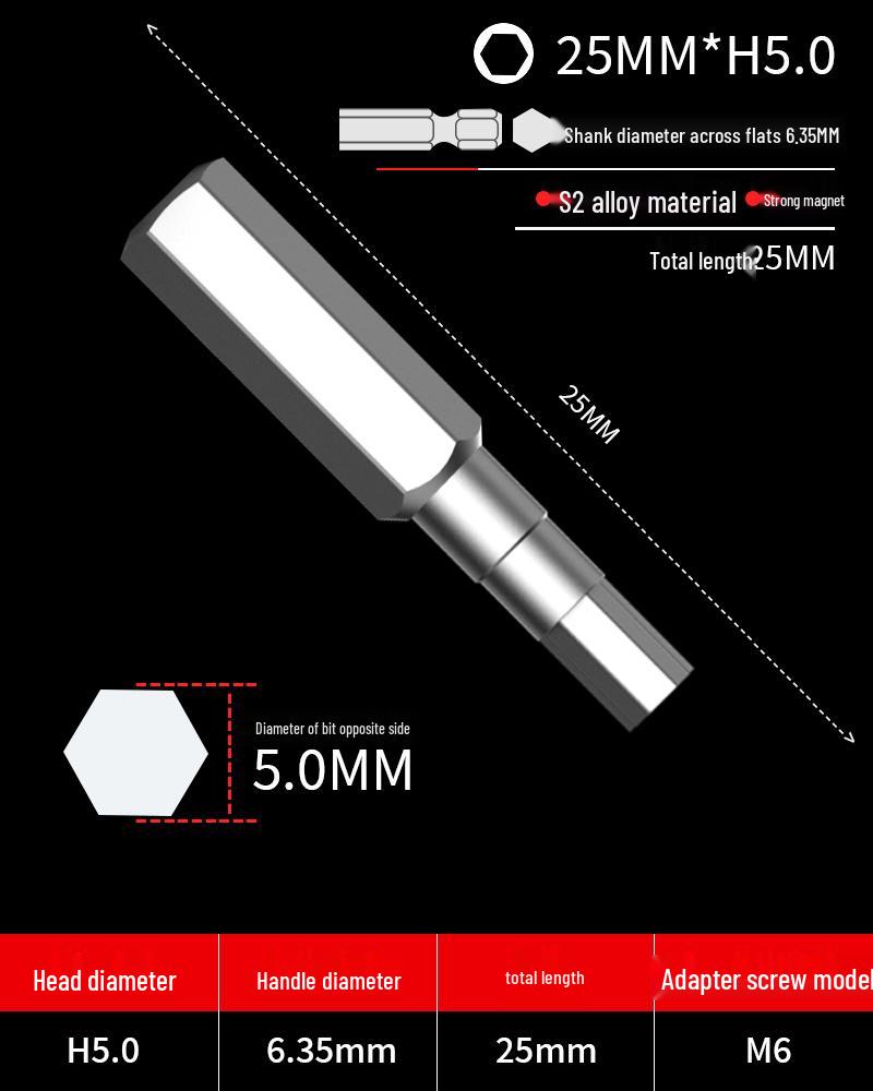 Hexagonal Screwdriver Bit Extension for Electric and Air Screwdrivers