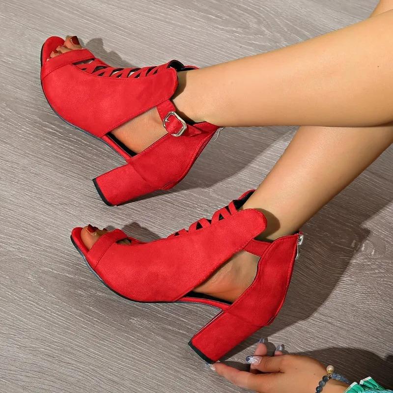 

Мода 2025 Сандалии Массивная обувь Женские Летние Туфли-лодочки Модные Домашние тапочки Открытый носок Сексуальная Вечеринка 34 красный