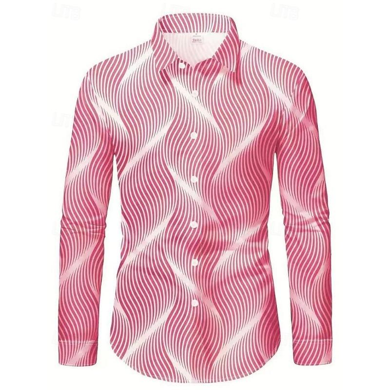 Men's Shirt Casual Shirt Beach Shirt Button Up Shirt Long Sleeve Geometric Abstract Lapel Casual Daily Clothing