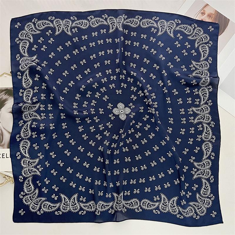 70cm Echarpe Pour Femmes Imprime Paisley Carre Echarpe Bandanna Printemps/été Imitation Soie Bandeau Cheveux Echarpe Doux Tache