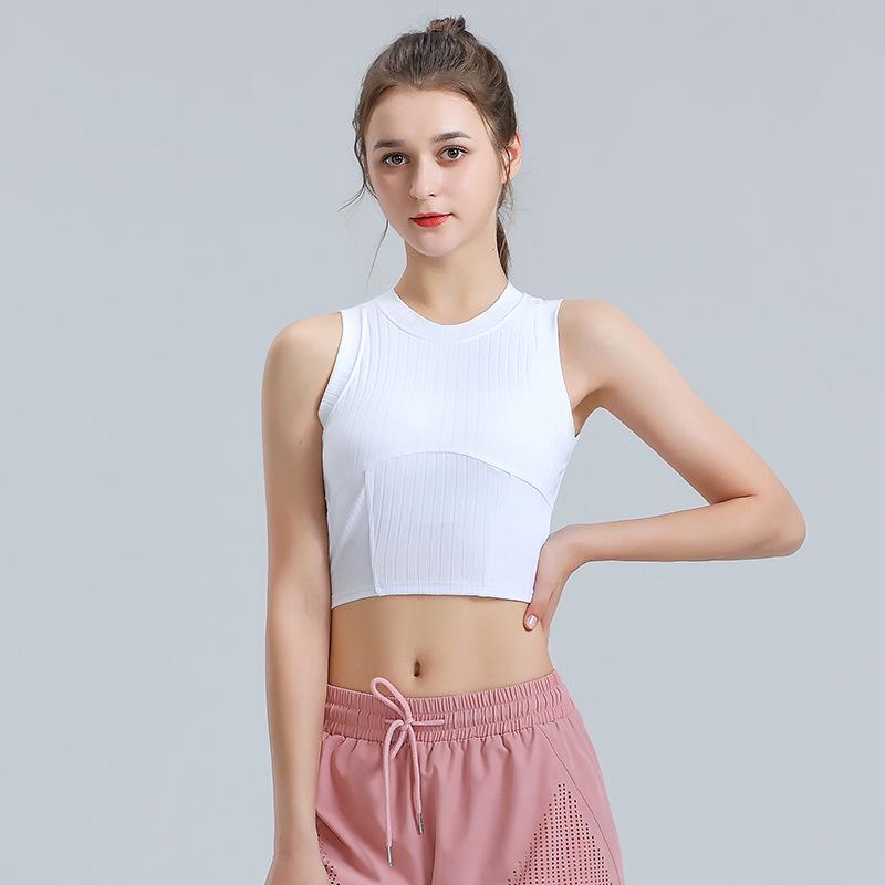 Women's Sleeveless Quick-Dry Yoga Vest with Chest Pads - Breathable Fitness & Running Top