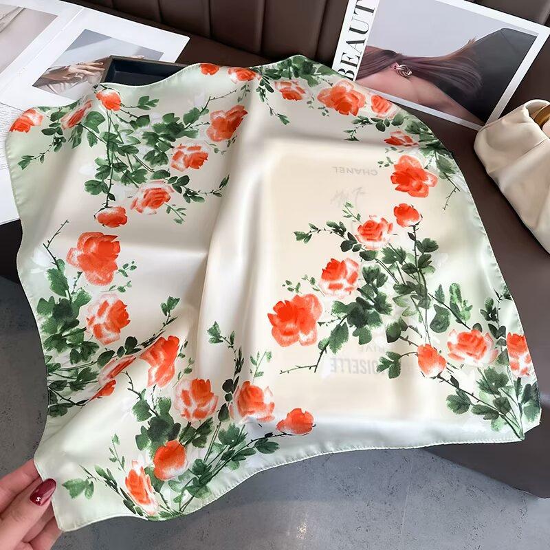 New Luxury Design Square Silk Scarf Women 70*70cm Bandana Soft Hair Band Wrap Hijab Neckerchief Hairband Headband Foulard