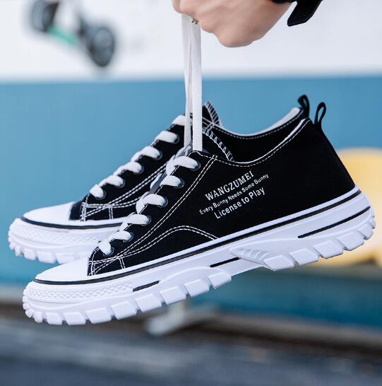Primavera nuevo transpirable de caña alta zapatos de lona para hombre tendencia zapatillas casuales combinan con todo zapatillas de estudiante zapatos H689