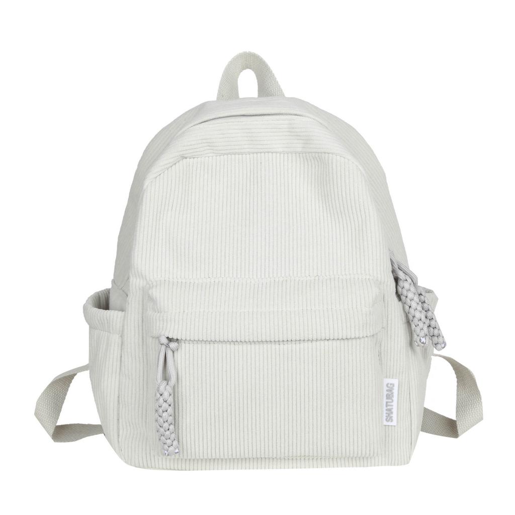 Schoolbag Corduroy Small Backpack Women's Fashion Spring New Japanese Ins Simple Versatile Travel Shopping Soft Girl Backpack