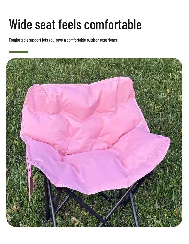 Skládací měsíční židle s polstrováním a nízkou opěrkou pro podzim/zimu - Přenosná venkovní kempingová židle