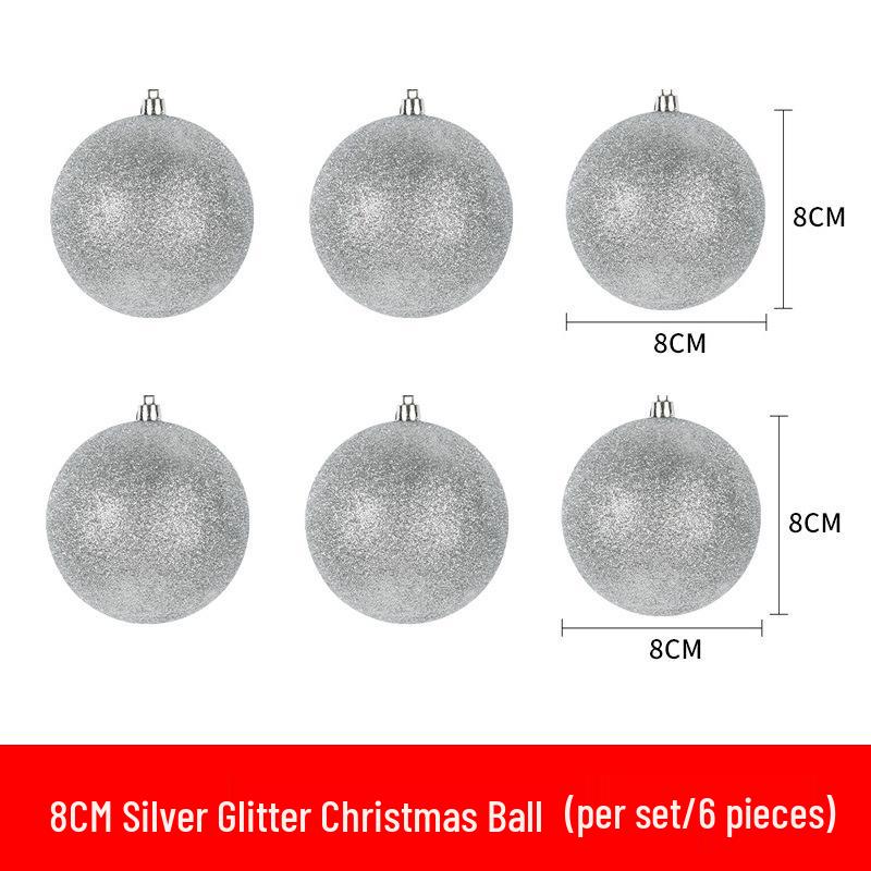 Silver Glitter Christmas Hanging Ornaments: Shiny Plastic Balls 6-30CM for Festive Decorations