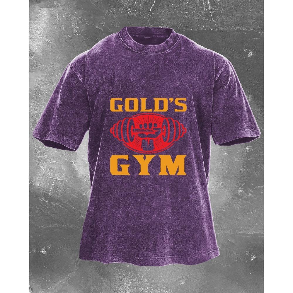 Hoge Kwaliteit Zomer T-shirts Casual Los Goud Sportschool Bedrukte Tees Mode Vakantie Korte Mouw Ronde Hals Katoenen Kleding
