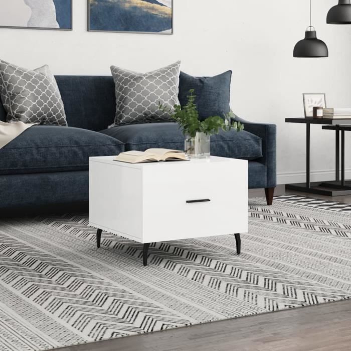 VidaXL Table basse blanc brillant 50x50x40 cm bois d'ingénierie 829432